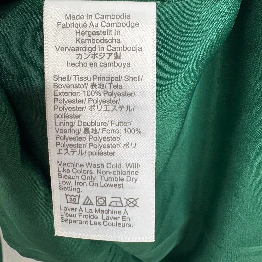 J. Crew Swiss Dot V Neck Long‎ Sleeve Blouse Emerald Green Size S
